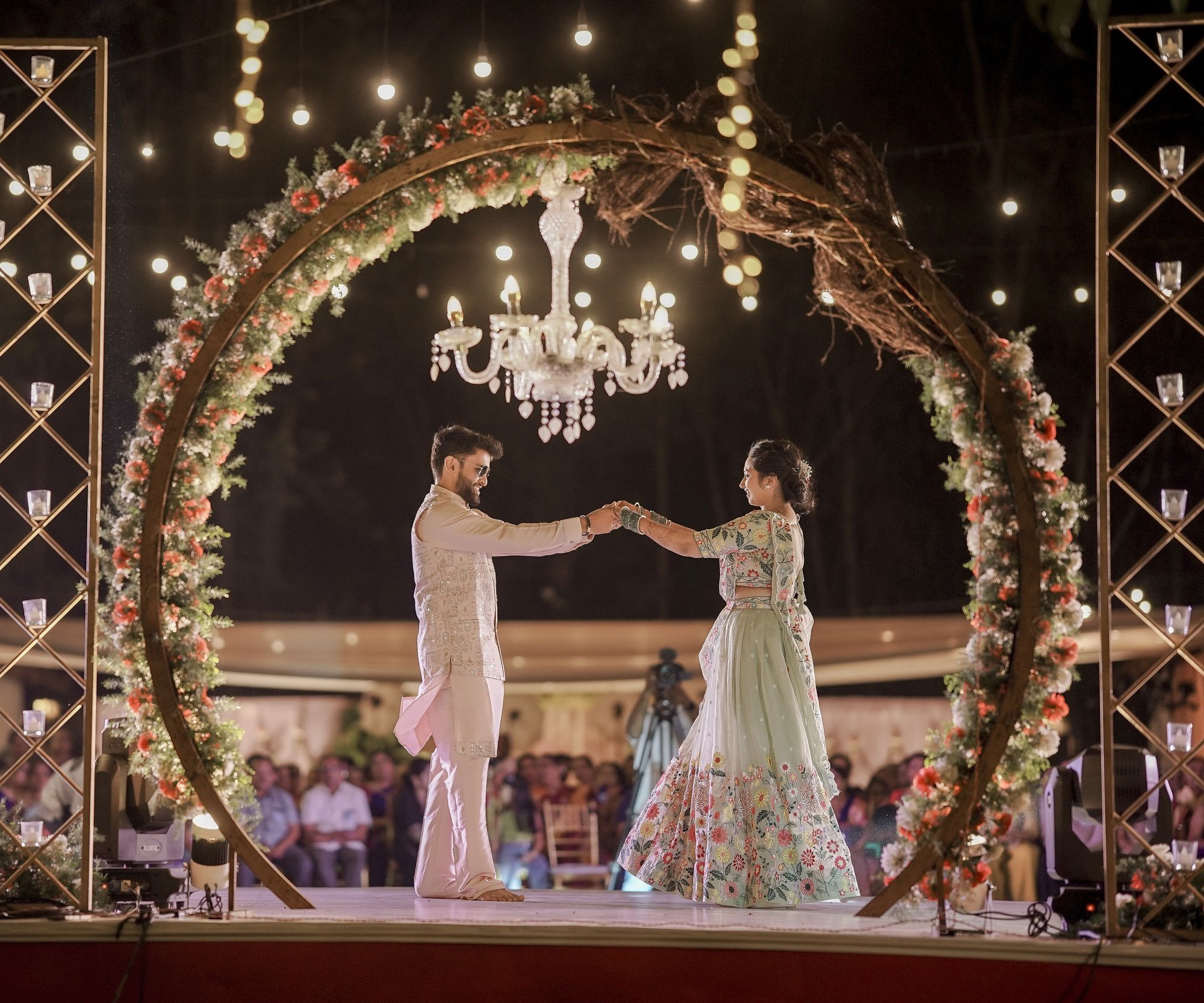 Sangeet night stage and lighting by Versato Ventures, Bengaluru