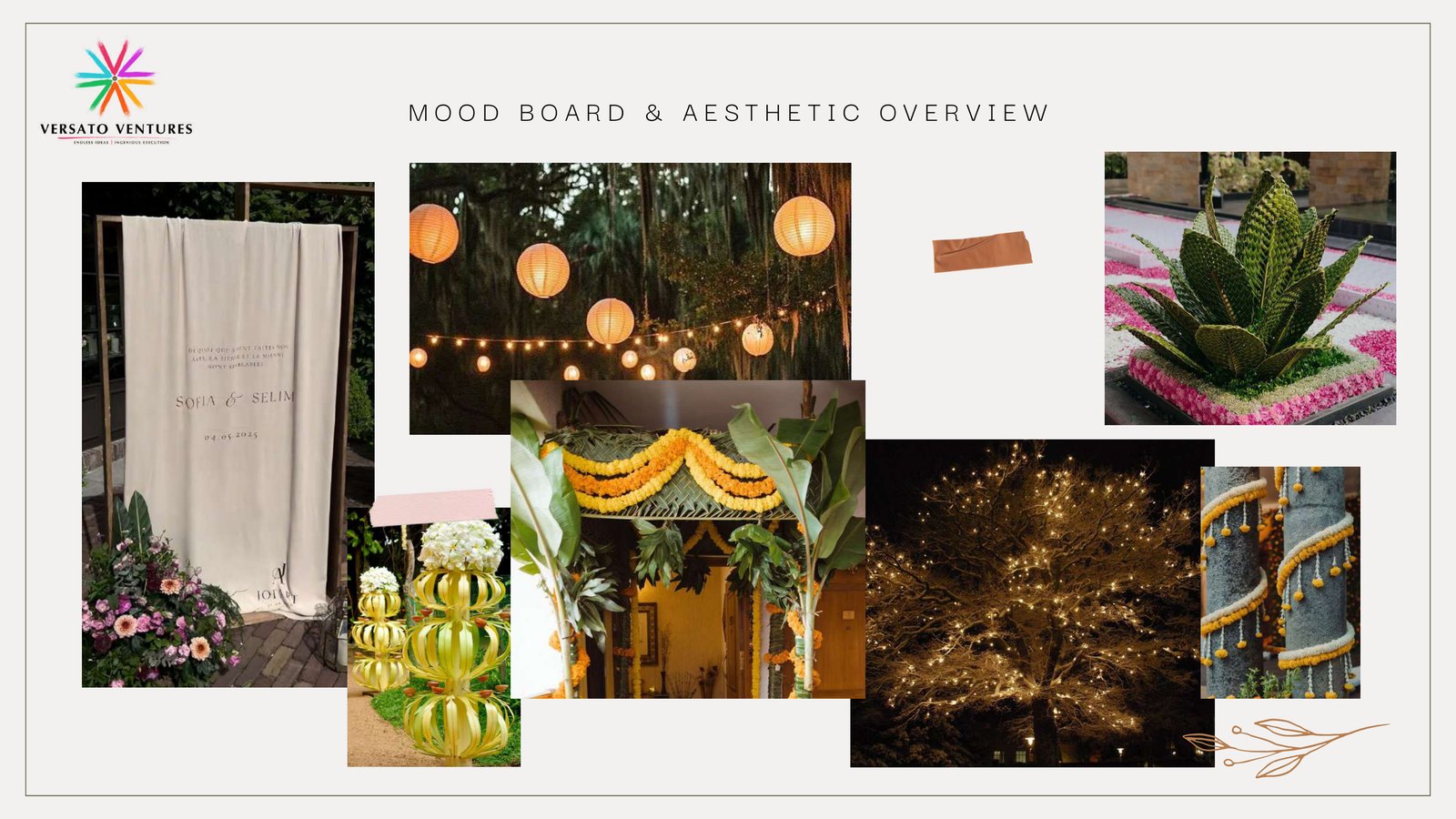 Pastel wedding aesthetic overview moodboard by Versato Ventures, Bengaluru