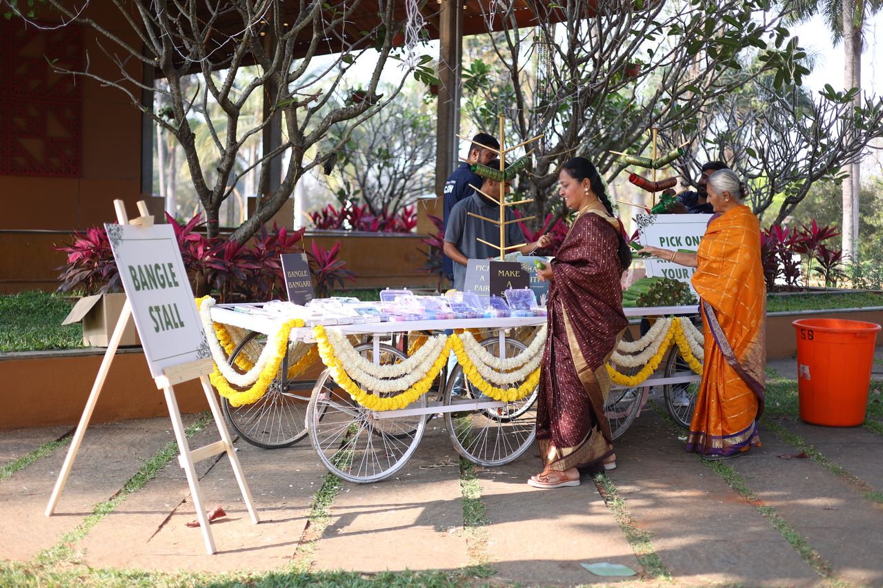 Guests at the bangle stall