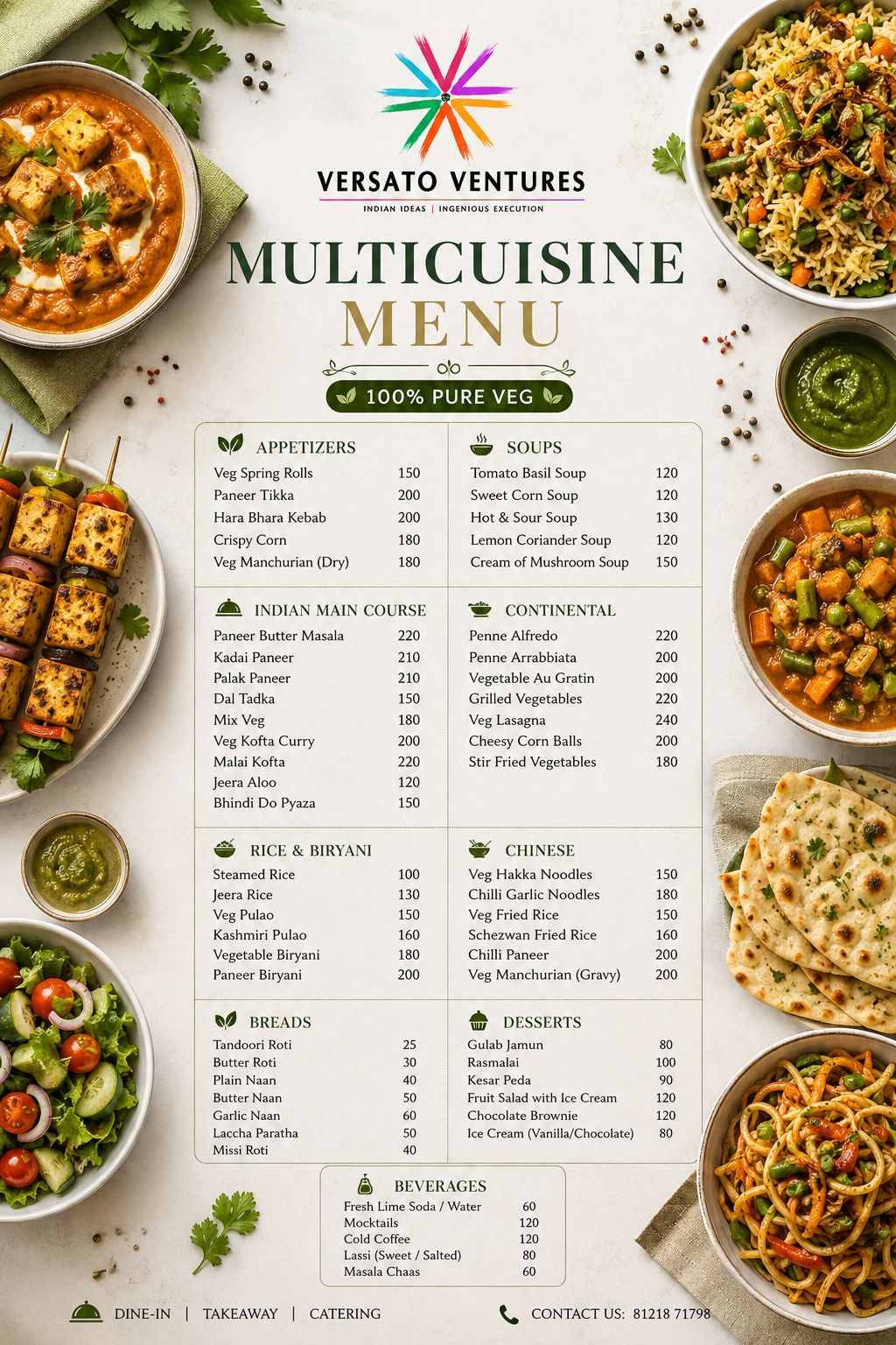 Multi-cuisine menus